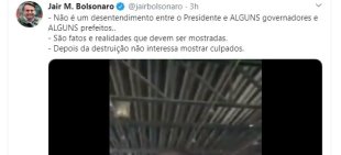Após chamar a unidade de poderes, Bolsonaro acena à sua base atacando governadores no Twitter 